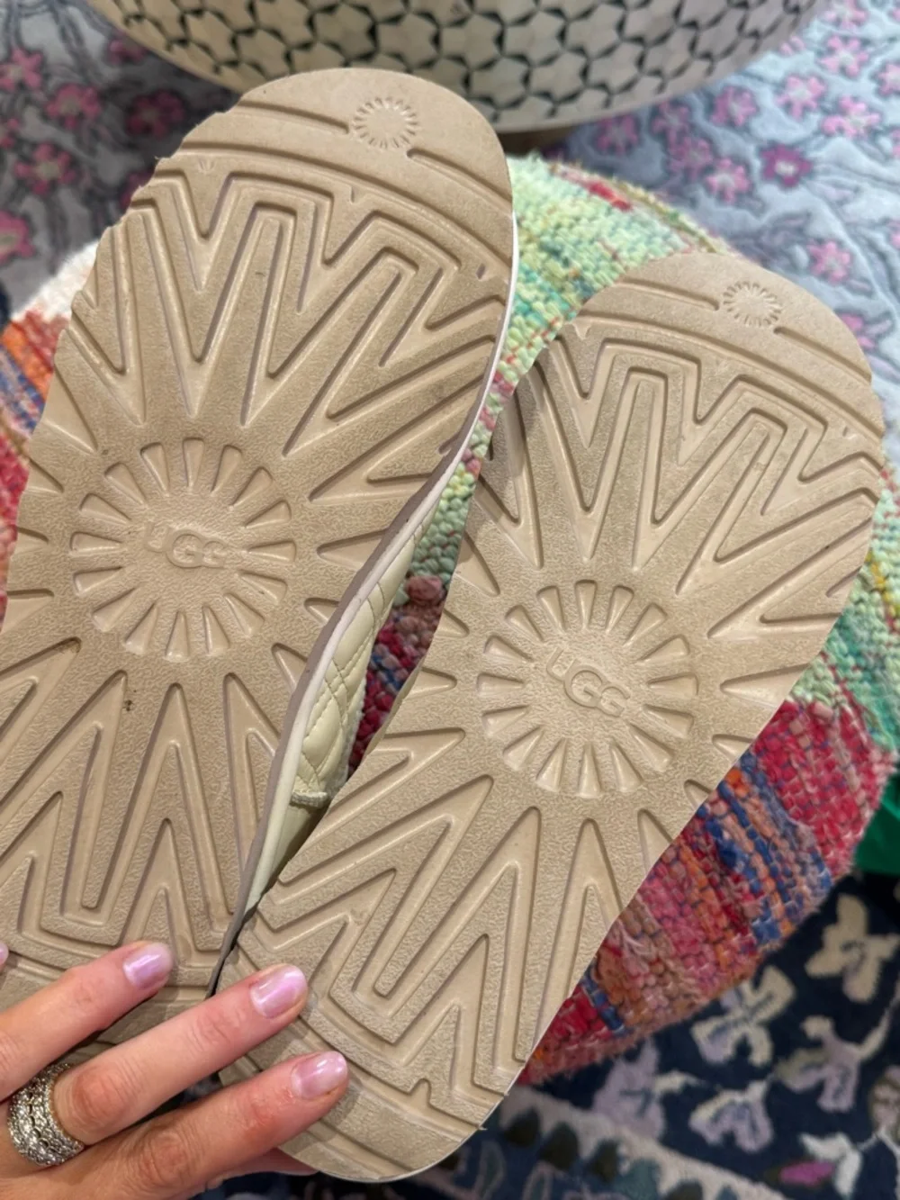 🤍 UGG Quilted Ankle Booties in Cream with Shearling Trim‎